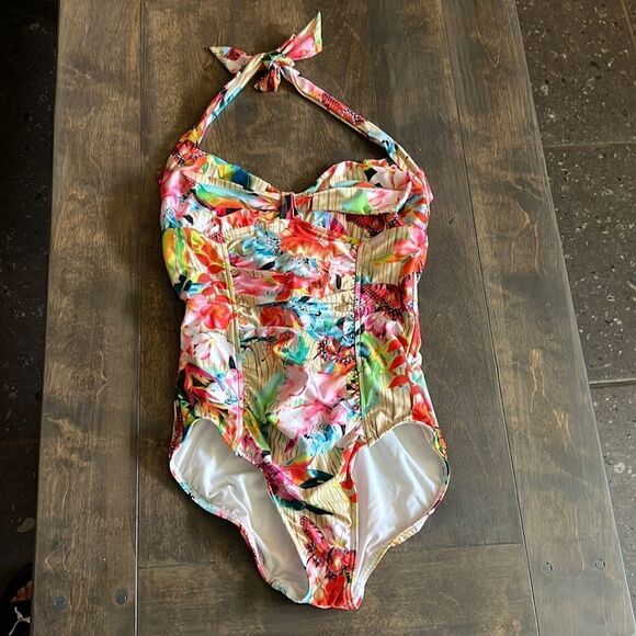 Seafolly floral butterfly halter swimsuit Sz-10 - Picture 1 of 7